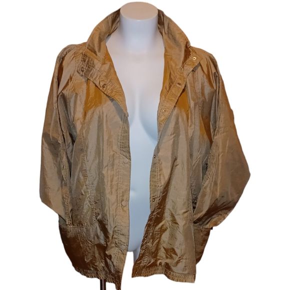 Tudor Court Lined Windbreaker Jacket Gold Women Size 4X - Picture 3 of 7